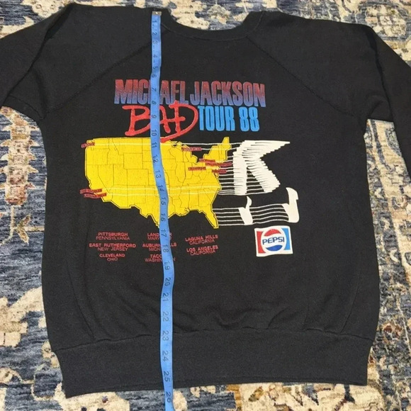 VTG 1988 Michael Jackson Bad Tour Concert Unisex LS Black Sweatshirt - Picture 12 of 16